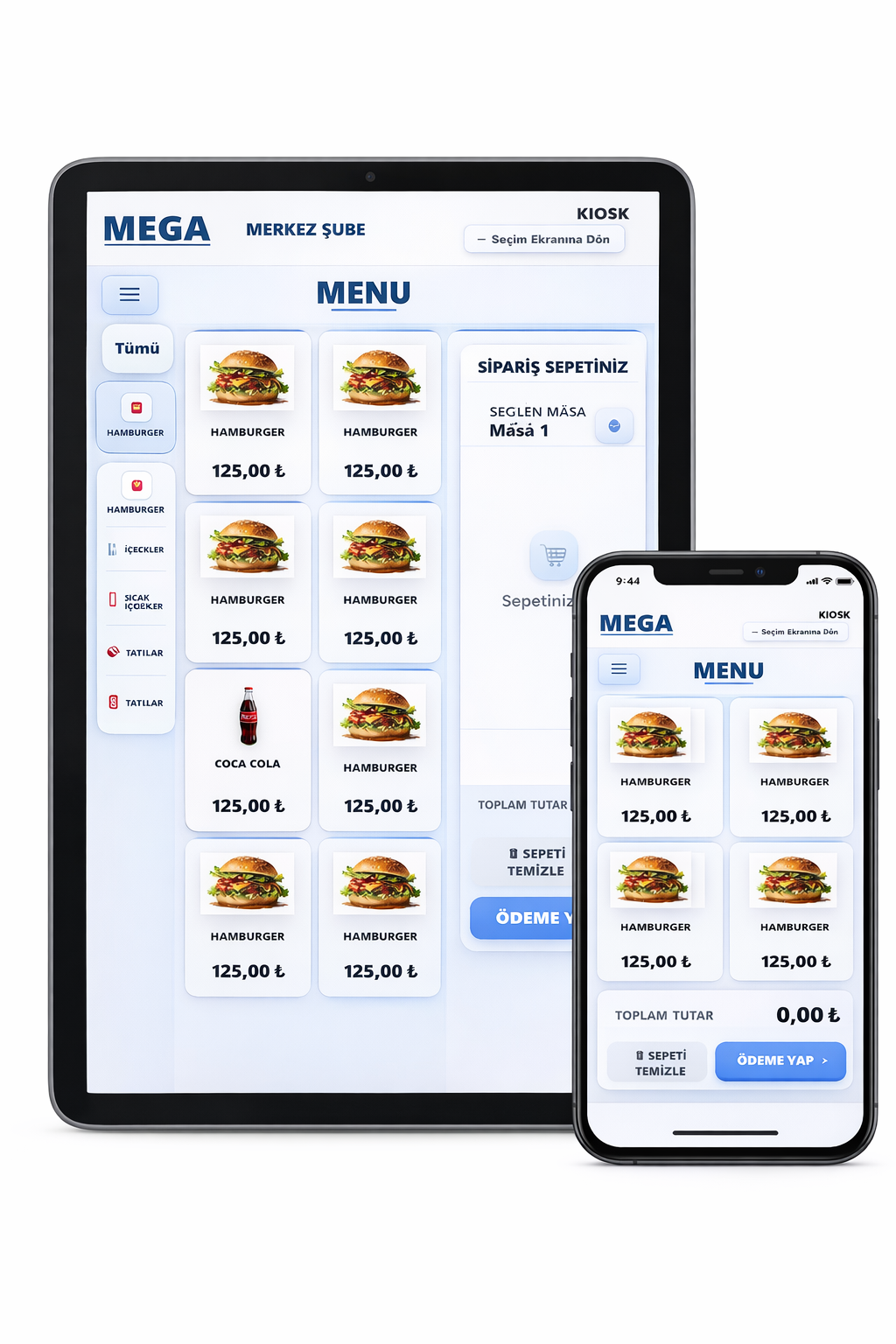 Mega Yazılım mobil ve tablet görünümü